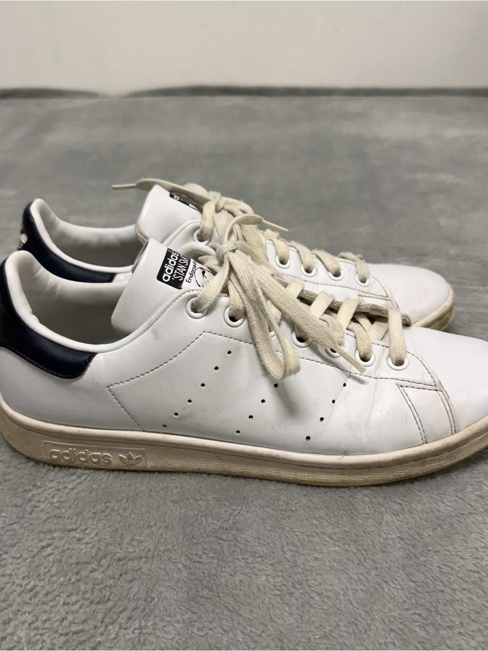 Adidas Stan Smith FX5501 White Navy Men’s 8.5 Classic Low Top Sneakers